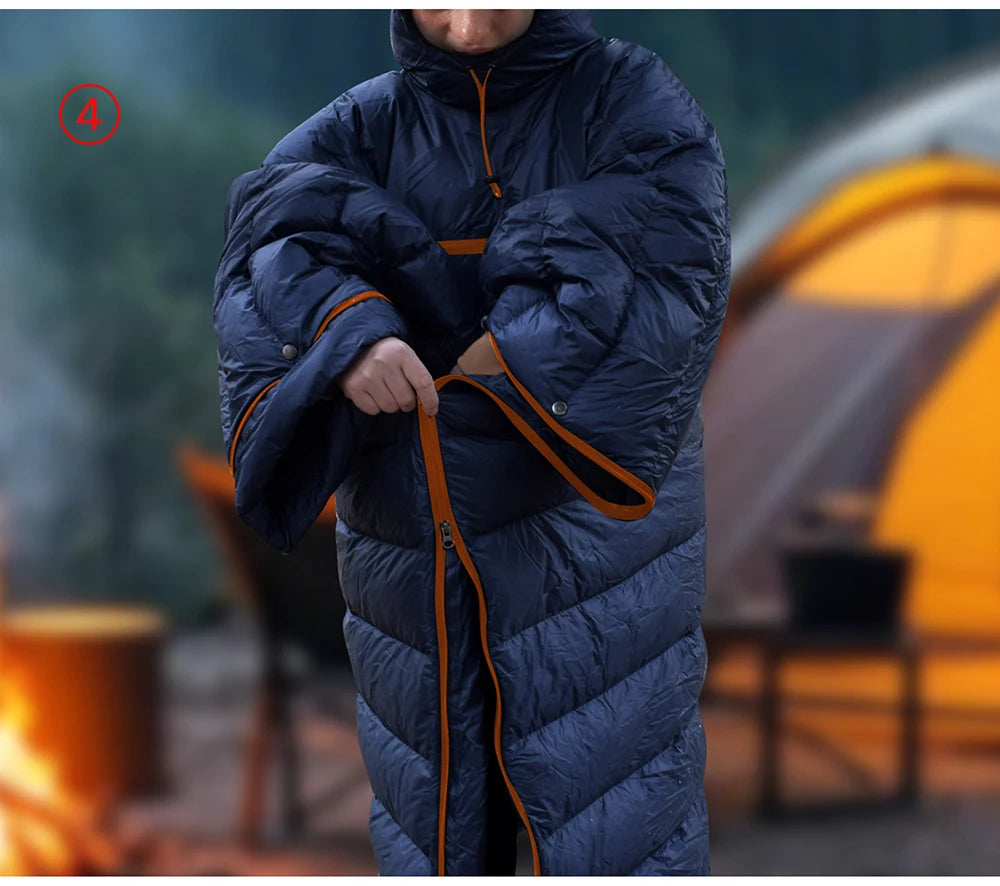 All-Season Wearable Sleeping Bag: 3-in-1 Poncho, Camping Blanket & Envelope Sleeping Bag for Adults