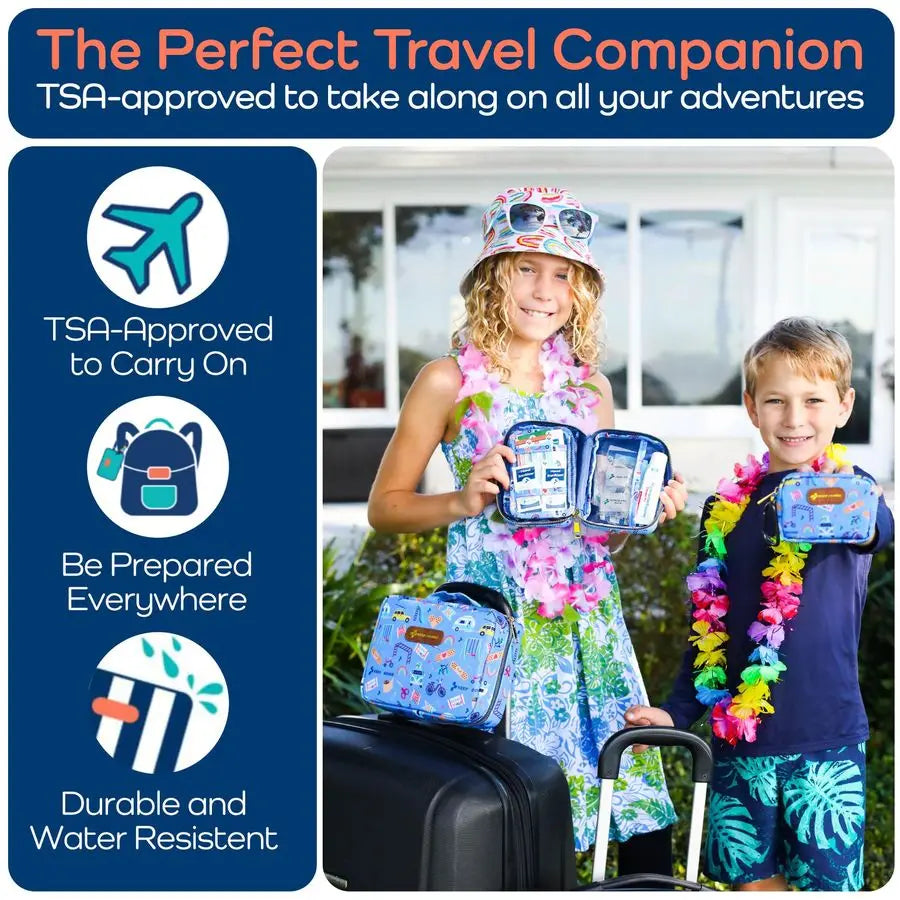 Travel First Aid Kit for Kids 130 Pc. for Car, Home, Purse, Diaper Bag amp Backpack with LatexFree Bandages Mini First Aid Kit T Trekker Essentials