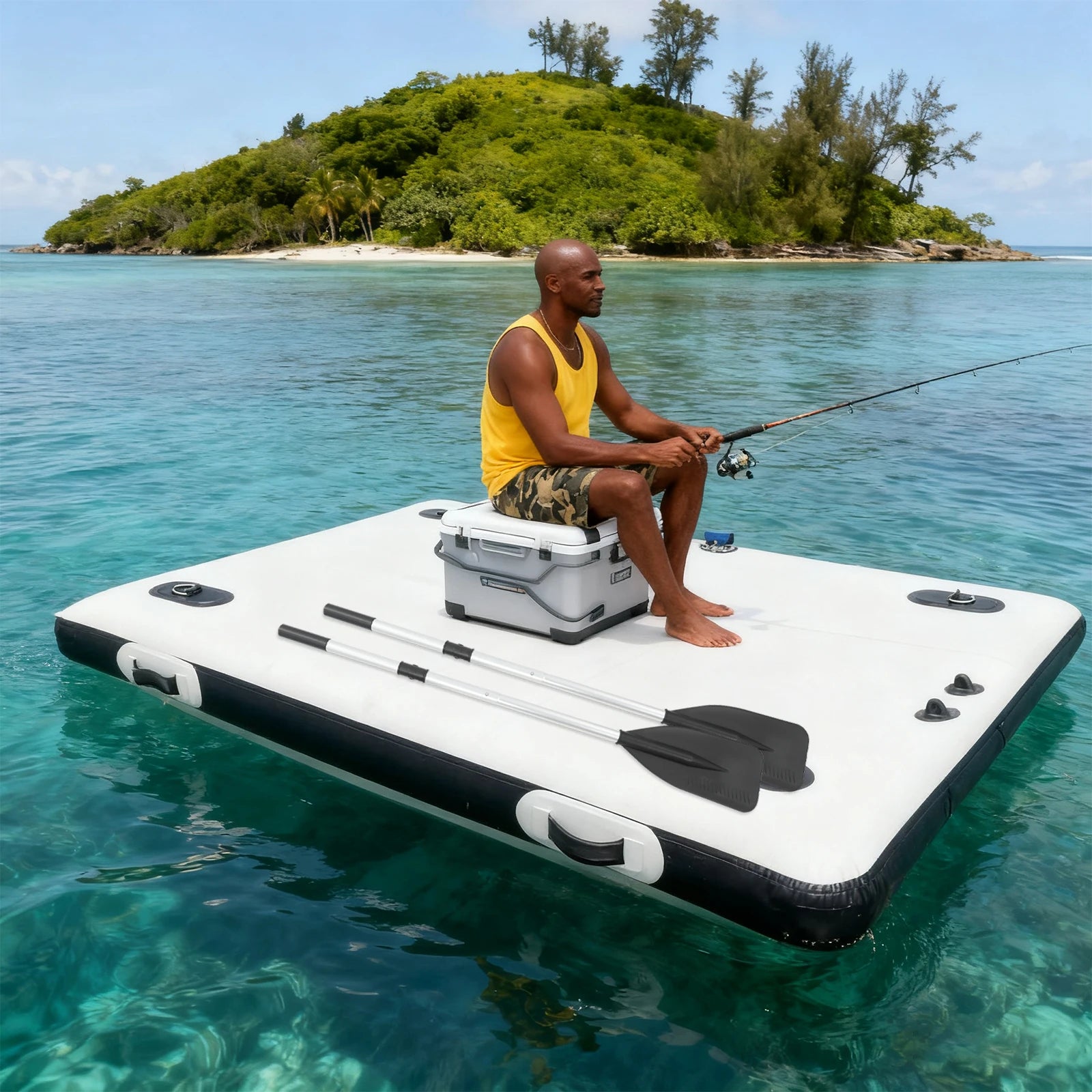 Inflatable Floating Platform: 400kg Capacity Portable Pontoon for Fishing, Yoga & Water Activities