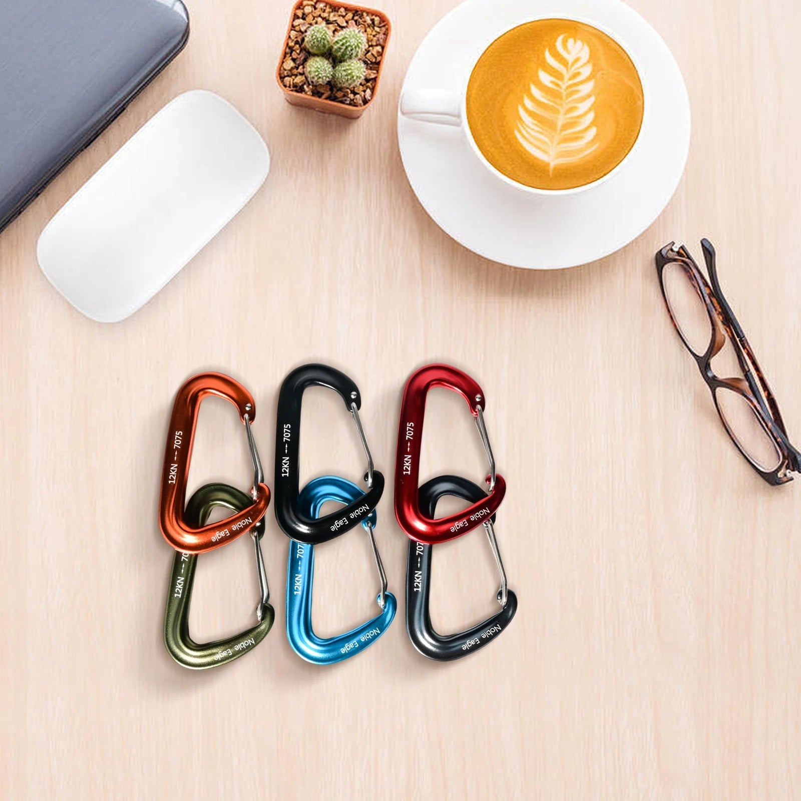 6Pcs 12kn Carabiner Set D Ring Heavy Duty Aluminum Tactical Carabiners Clips Camping Hiking Climbing Hook Hammock Outdoor Gear Trekker Essentials