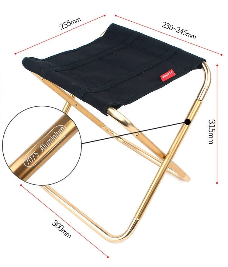 Folding Stool Large 7075 Aluminum Alloy Outdoor Portable Barbecue Fishing Folding Chair Camping Climbing Stool Portable Chair