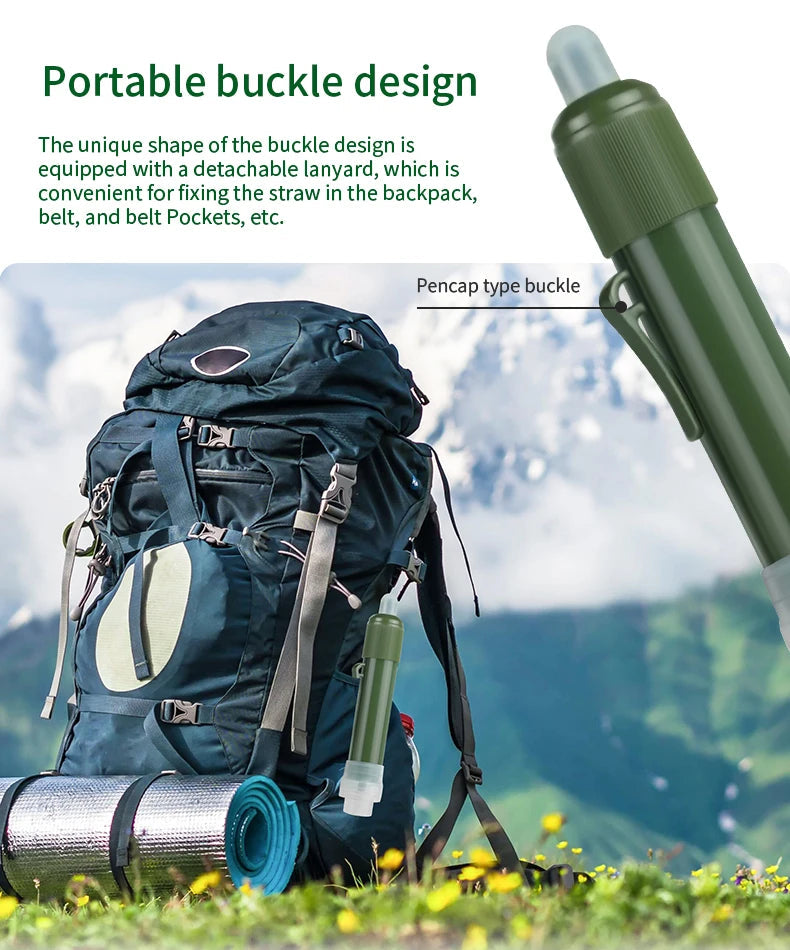Mini Survival Water Filter Straw – Portable Carbon Water Purifier for Camping, Hiking & Emergency Preparedness Trekker Essentials