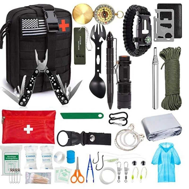 Survival Kit Emergency Set – Multi-Tool Outdoor Camping & First Aid Gear for Hiking, Travel & Wilderness Trekker Essentials