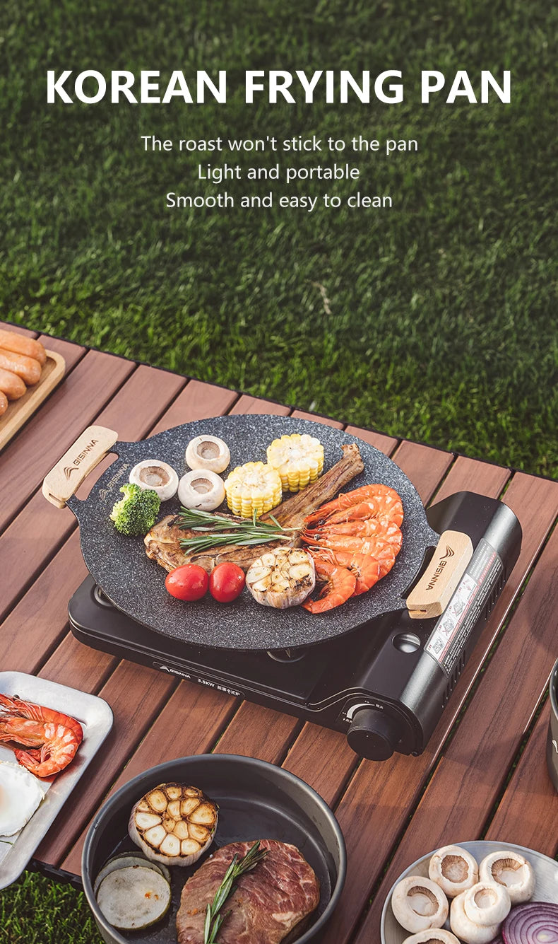 30CM Non-Stick BBQ Grill Pan – Portable Outdoor Camping Grill Plate for Stovetop & Barbecue Cooking Trekker Essentials