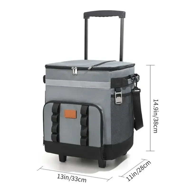 35L Leakproof Soft Cooler Bag with Wheels Large Capacity Insulated Thermal Tote for Picnic Camping Beach Delivery Multi-purpose Trekker Essentials