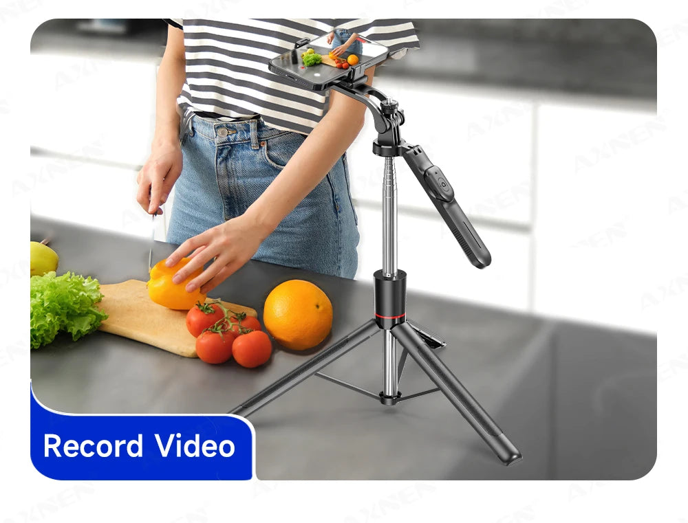 F16 Selfie Stick Tripod with 1708mm Long 8-Section Pole, Bluetooth Remote, 360° Rotation, 1/4 Interface, for Phone Camera Vlog Trekker Essentials