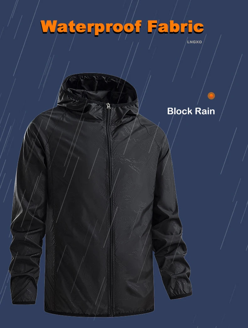 JNLN Men Women Hiking Jackets Waterproof Sun Protective Windbreaker Unisex Camping Climbing Outdoor Rain Coat Portable Clothes Trekker Essentials