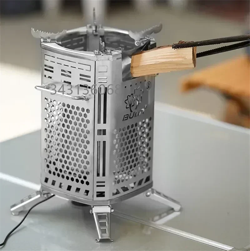 Heavy-Duty Portable Firewood Stove: Smokeless Stainless Steel Camping Stove for Cooking & Heating