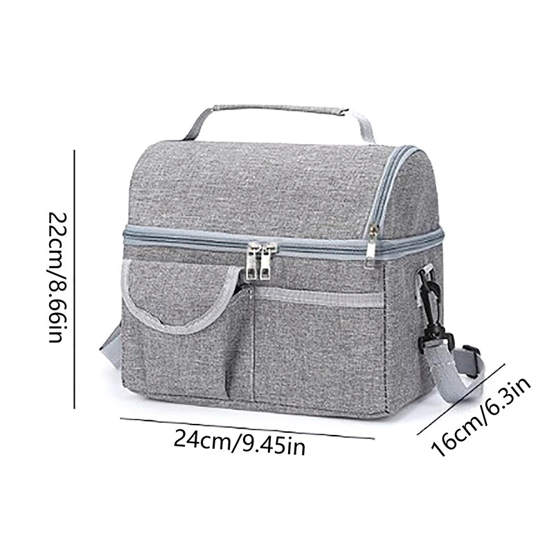 Large Leak-Proof Insulated Cooler Bag – Dual Compartment Lunch Tote for Camping & Travel
