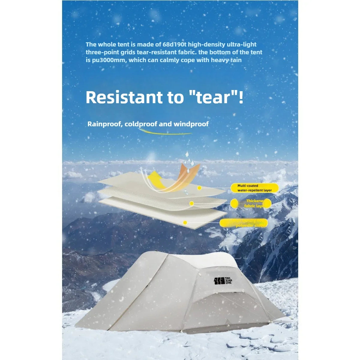 4-Season Waterproof Camping Tent – Double-Layer Rainproof Hiking Tent for Mountaineering & Outdoor Adventures