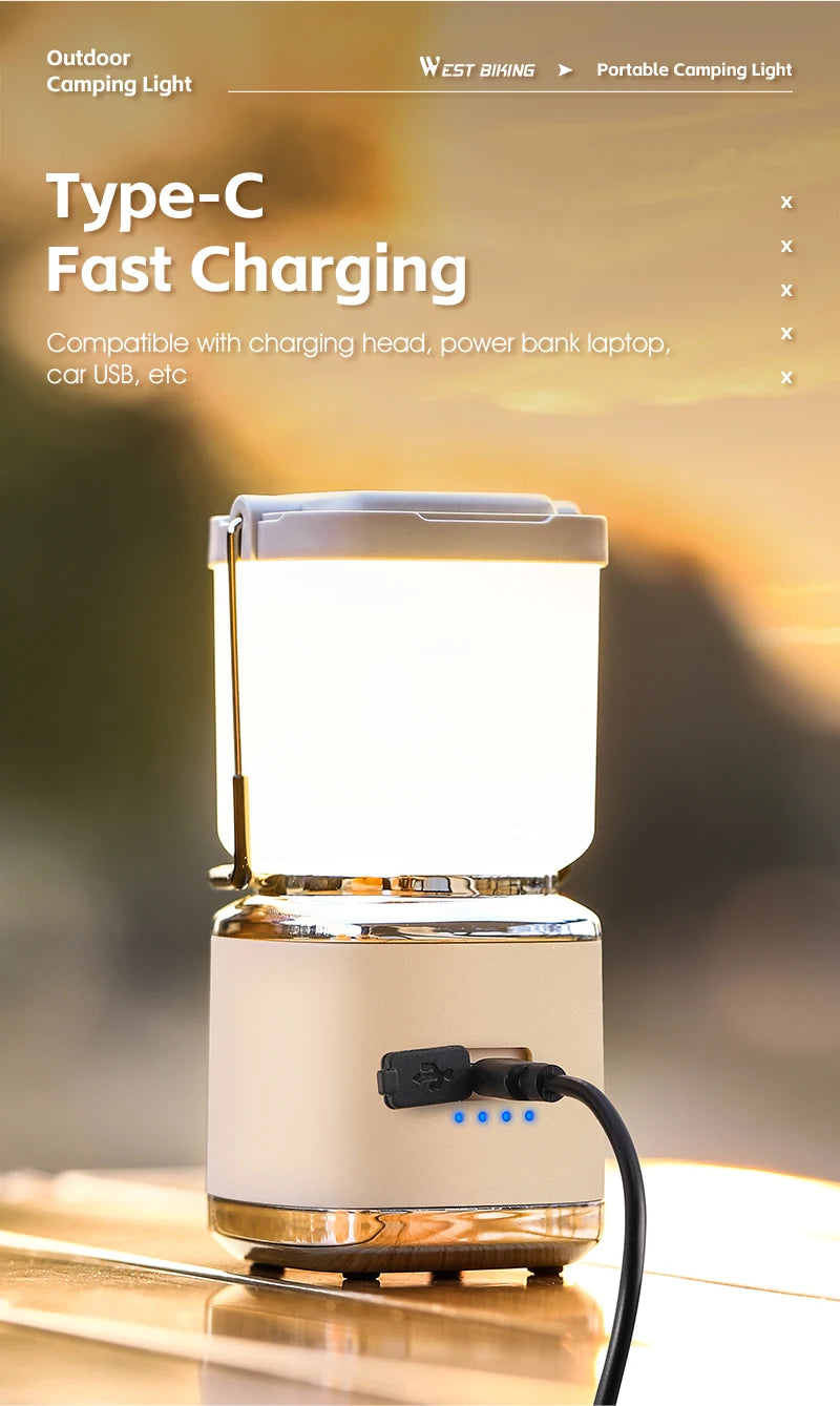 USB-C Rechargeable Camping Light - Magnetic Base LED Lantern with Tripod