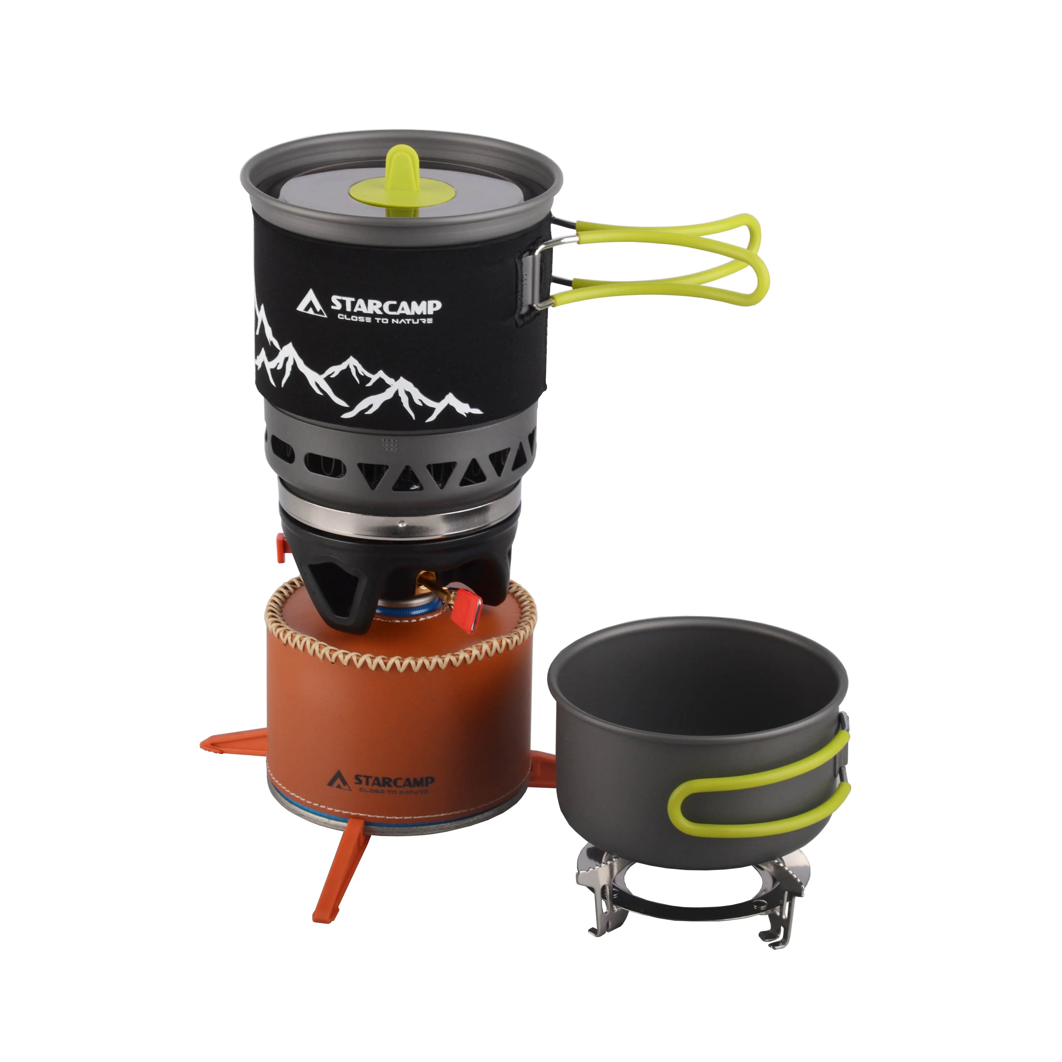 1000+500ml Dual-Pot Fast-Boil Camping Stove System with Ignition