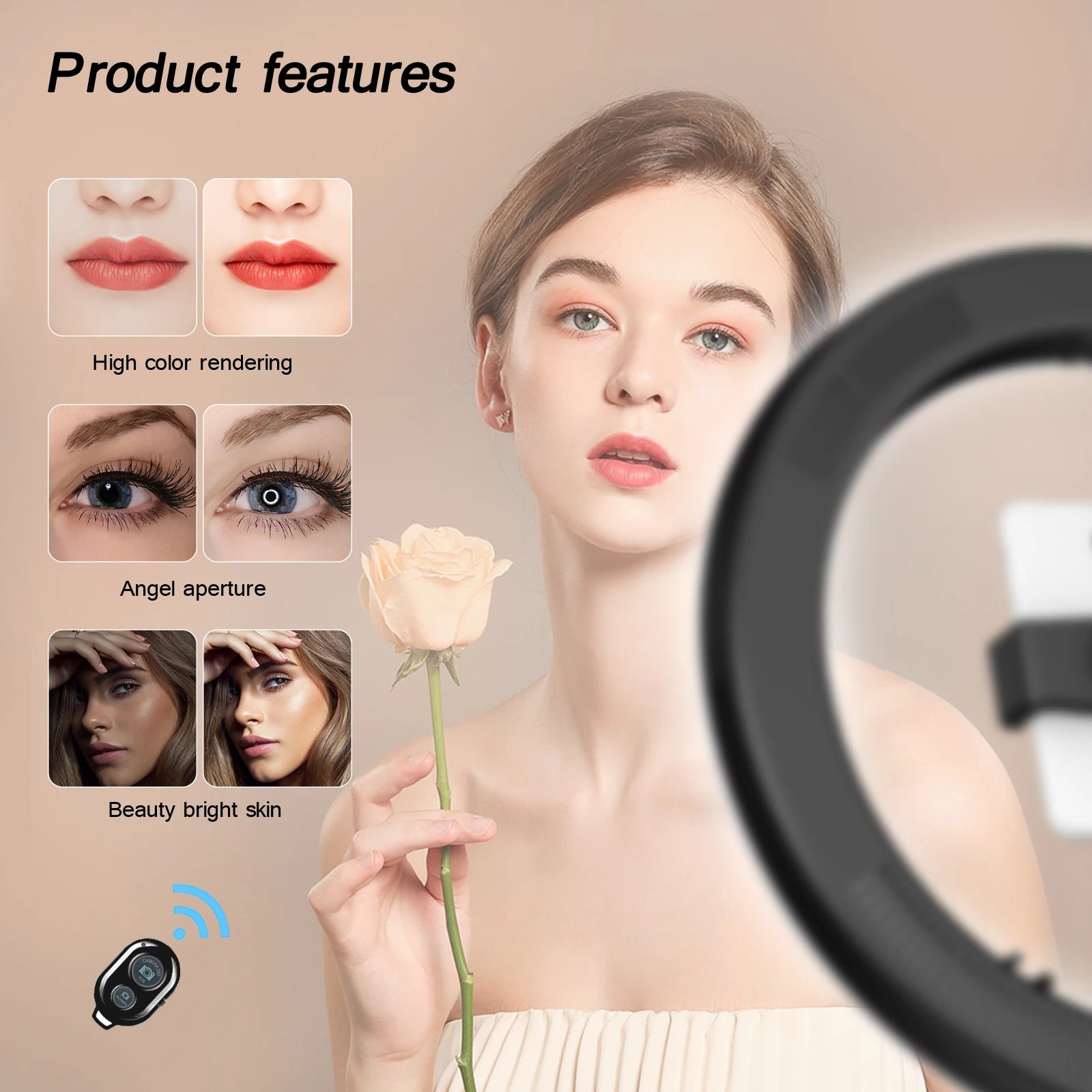 LED Ring Light with Adjustable Tripod Stand – Dimmable Circle Fill Light for Selfie, Makeup, Photography, and Video