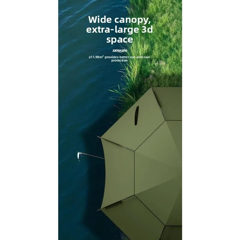 Outdoor Fishing Umbrella 360 Degree Rotatable Sunshade Camping UV Resistant Thickened Waterproof Walking Stick Umbrella Trekker Essentials