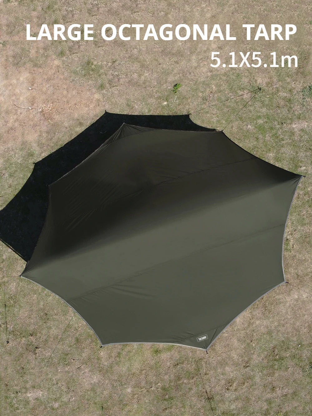 Large Waterproof Camping Tarp 5.1×5.1m – Black Coated Sun Shelter Canopy for Outdoor Camping & Shade Trekker Essentials
