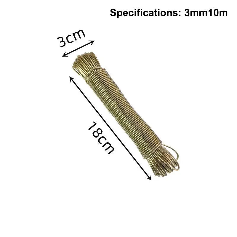 10/20/30/50M PVC Coating Steel Clothesline Outdoor Portable Clothesline Garden Camping Travel Clothes Drying Rope Trekker Essentials