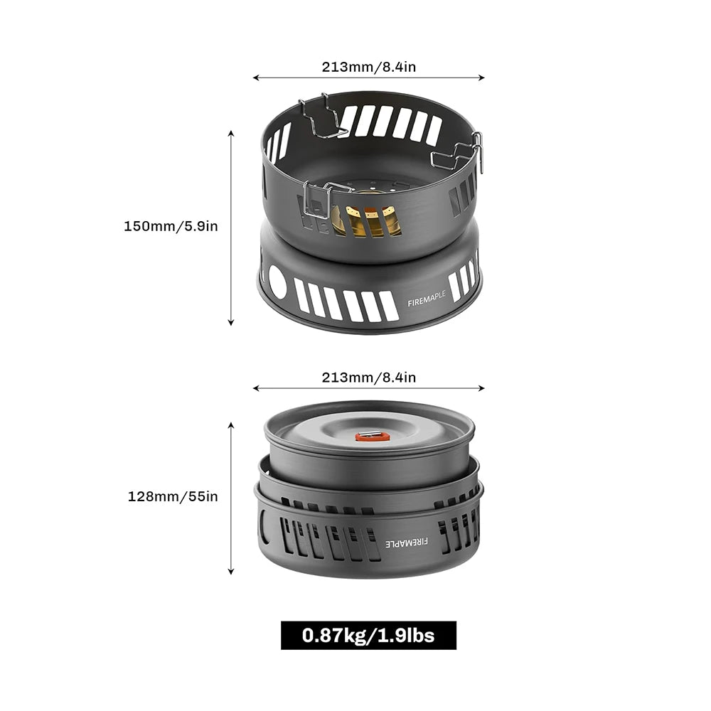 Ultralight Camping Cookware Set with Gas Burner – 5+ Person Aluminum Alloy Pot System for Hiking, Backpacking & Picnics