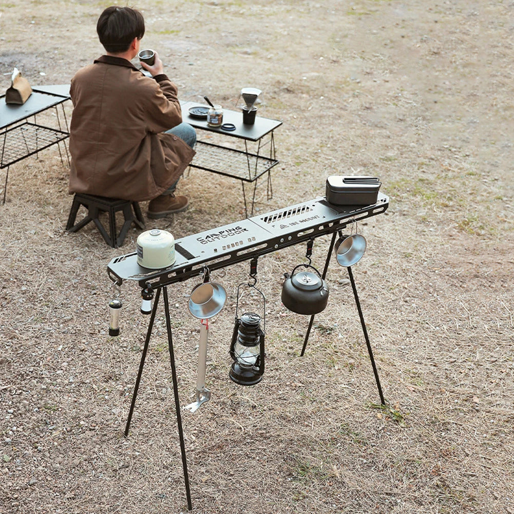 Foldable Camping Tripod Top Plate – High-Strength Hanging Rack with BBQ Holes for Picnics, Hiking & Outdoor Cooking