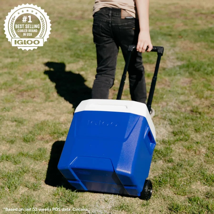 16 QT Laguna Hard Side Ice Chest Cooler with Wheels for Outdoor Camping, Picnic, Tailgating Blue, UV-Resistant Shell, Heavy-Dut
