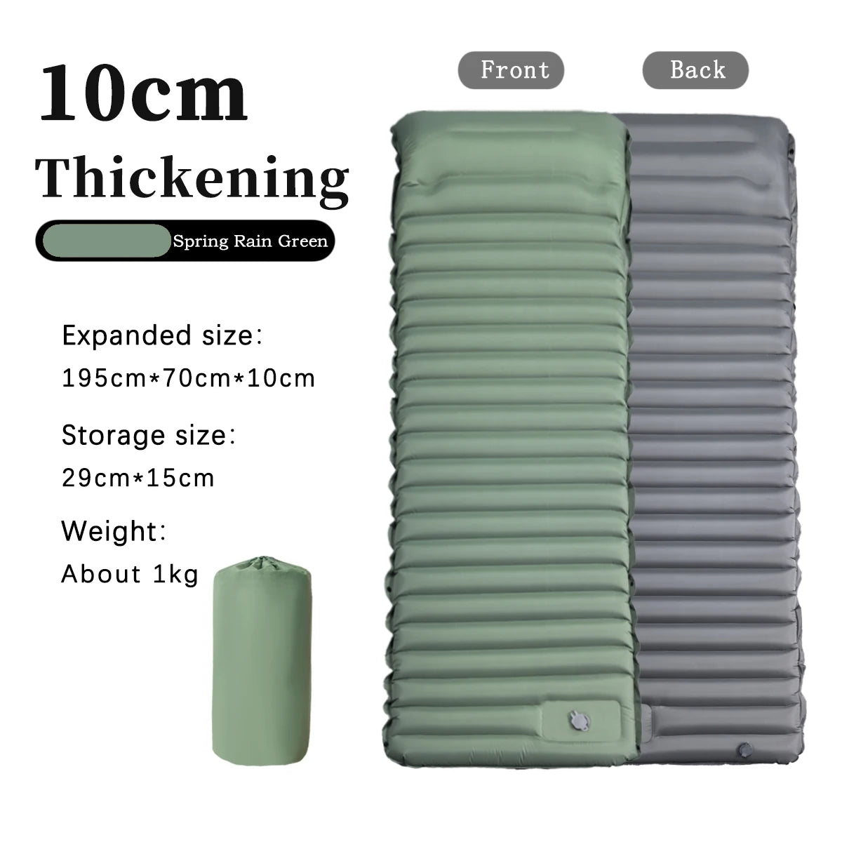 Ultra-Light 10cm TPU Inflatable Camping Pad with Built-In Pump