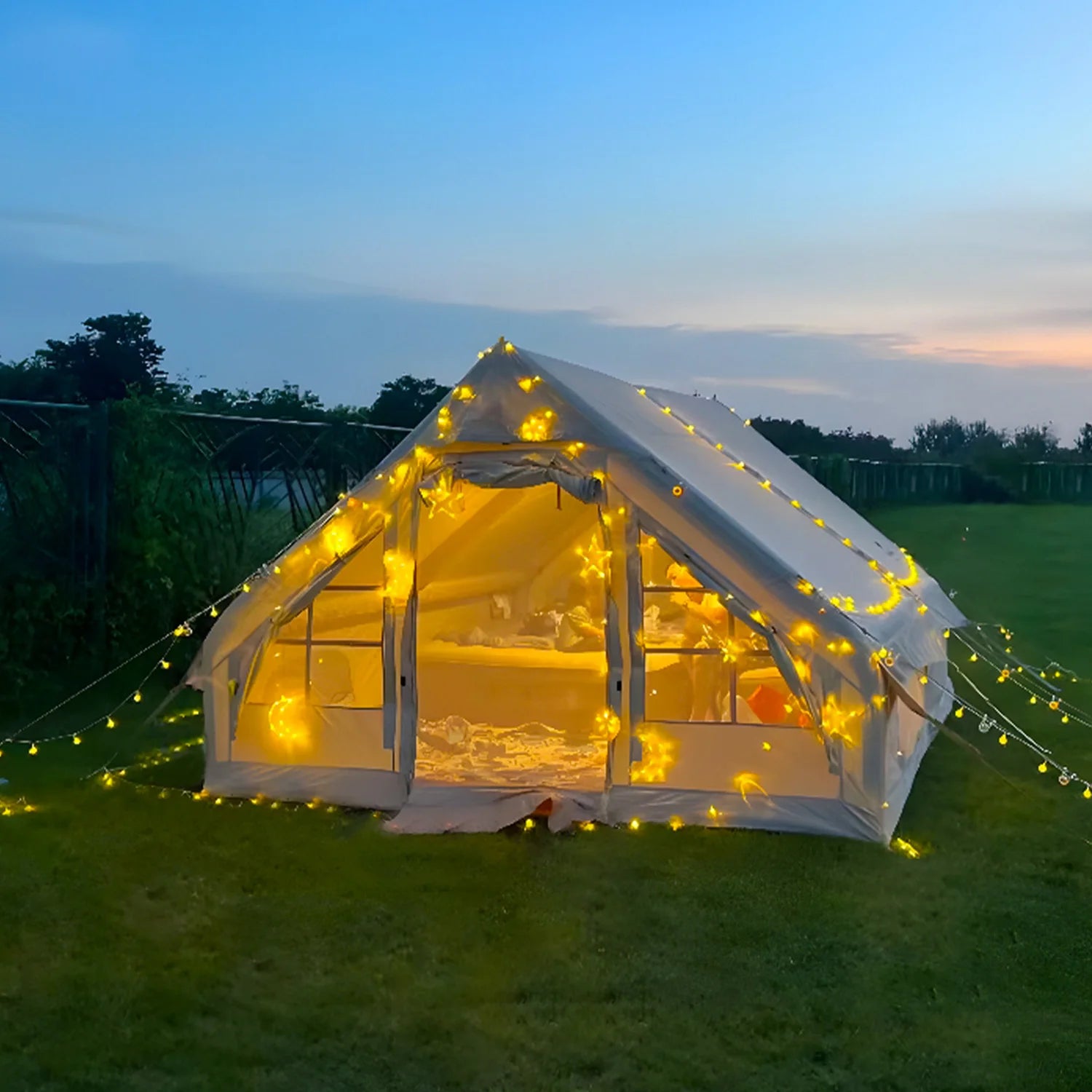 Large 8+ Person Inflatable Camping Tent – Instant Setup 4-Season Family Tent with Hand Pump, 3000mm Waterproof & Windproof