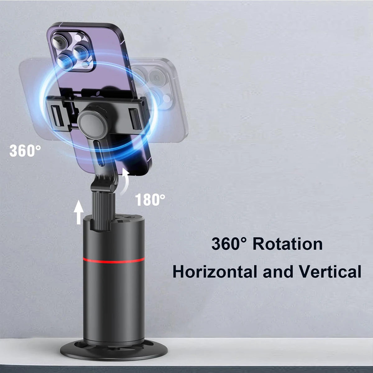 360° Auto-Tracking Phone Holder with Gesture Control - Foldable Smartphone Stand for Live Streaming & Video Calls