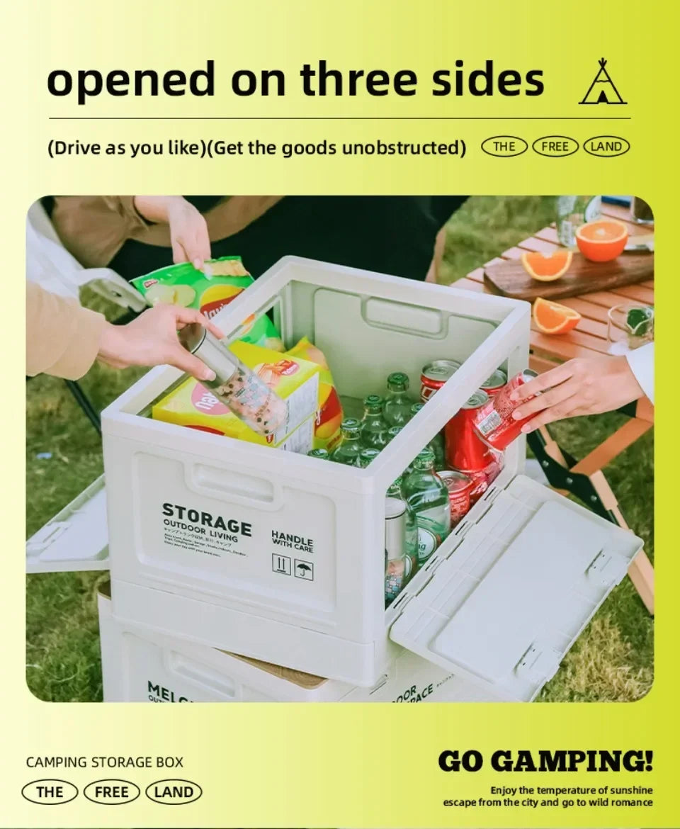 Foldable Camping Storage Box – 27L/50L Large Capacity Organizer for Outdoor, Picnic & Car Trunk