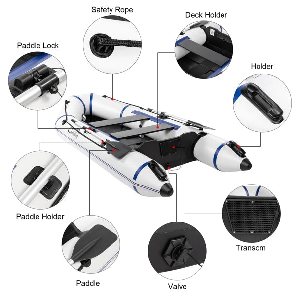 10ft Heavy-Duty Inflatable Boat with Hard Deck, 330kg Capacity for Fishing & Recreation