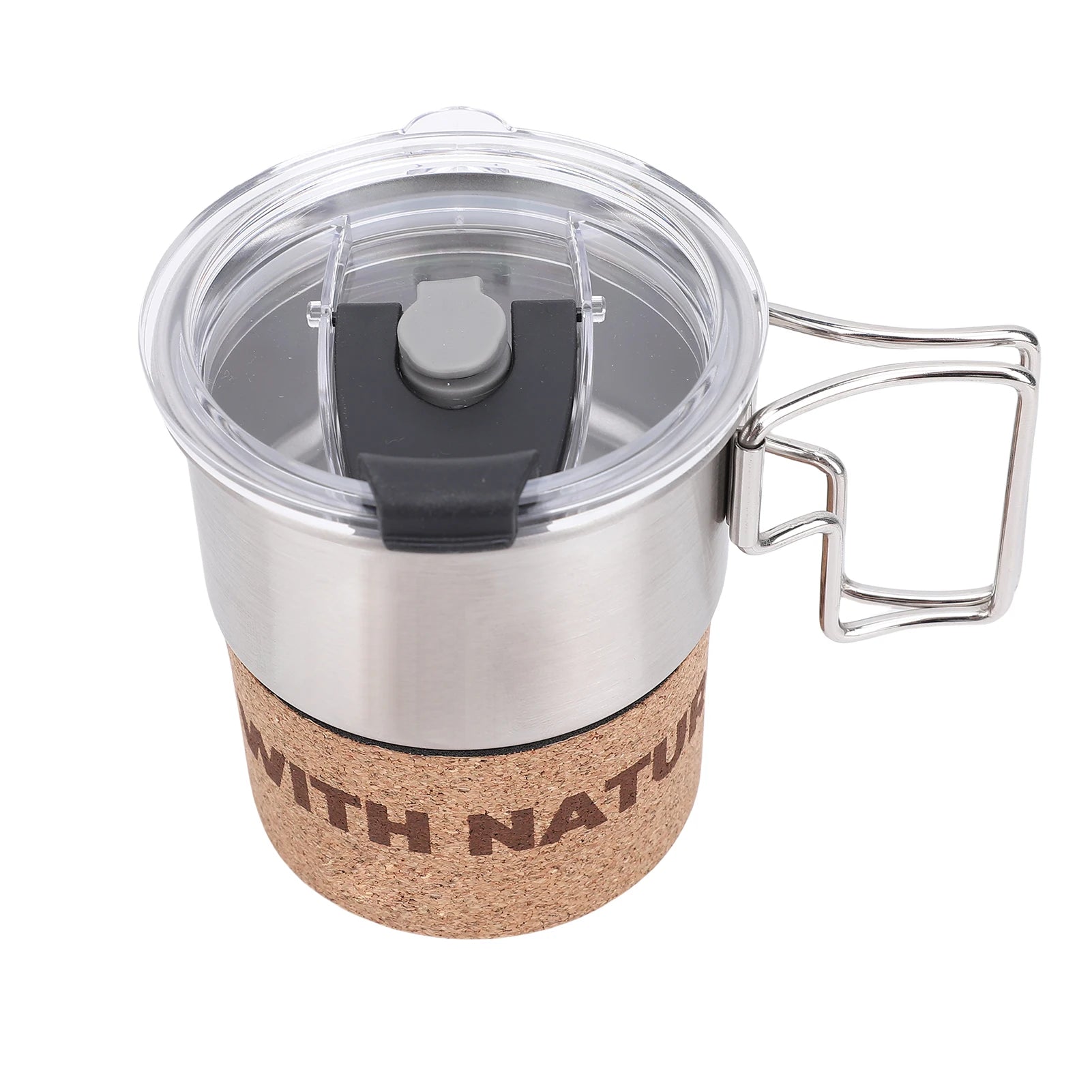 300ml Insulated Stainless Steel Camping Mug with Foldable Handle