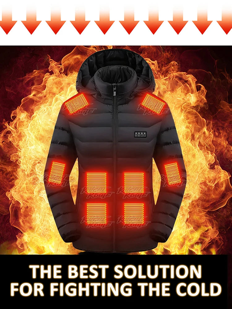 Stylish Heated Winter Jacket for Women – 21-Zone Heating with 4 Smart Switches