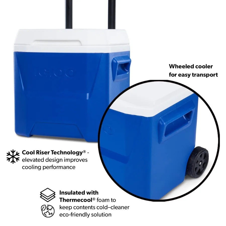 16 QT Laguna Hard Side Ice Chest Cooler with Wheels for Outdoor Camping, Picnic, Tailgating Blue, UV-Resistant Shell, Heavy-Dut