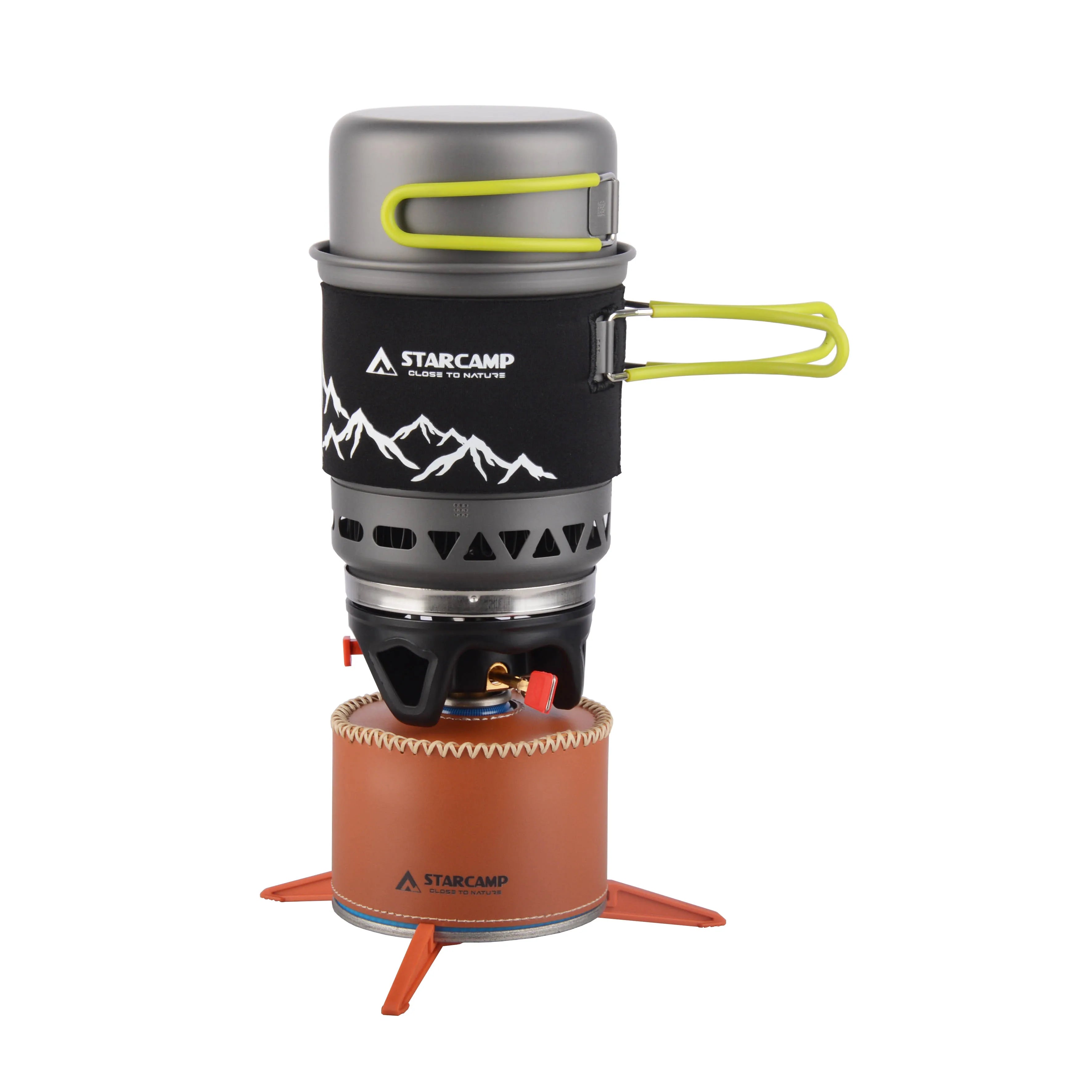 1000+500ml Dual-Pot Fast-Boil Camping Stove System with Ignition