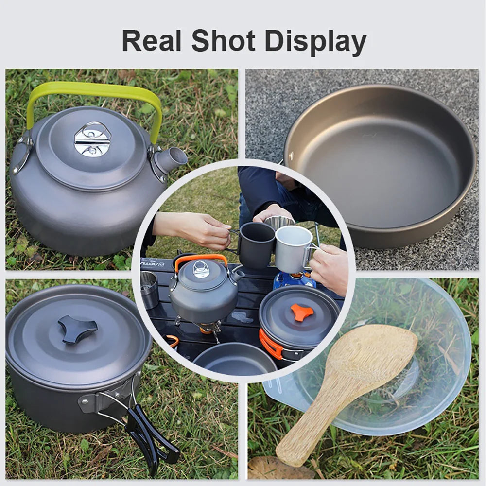 Ultralight Camping Cookware Set - Non-Stick 3-Piece Aluminum Pot/Pan/Kettle
