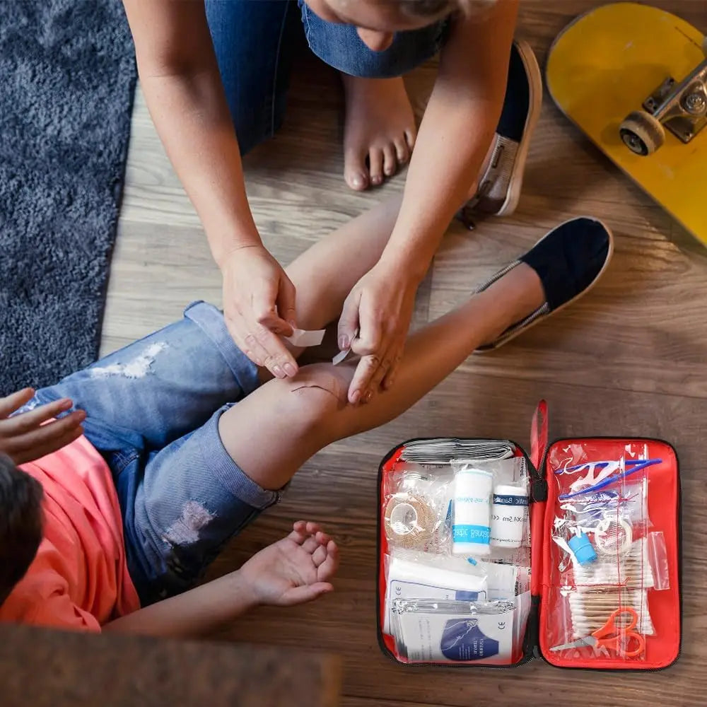 Family Car Travel First Aid Kit 198 Pieces First Aid Kit for Home, Car, Travel, Business, Survival, Office, Camping, Hiking, Boa Trekker Essentials