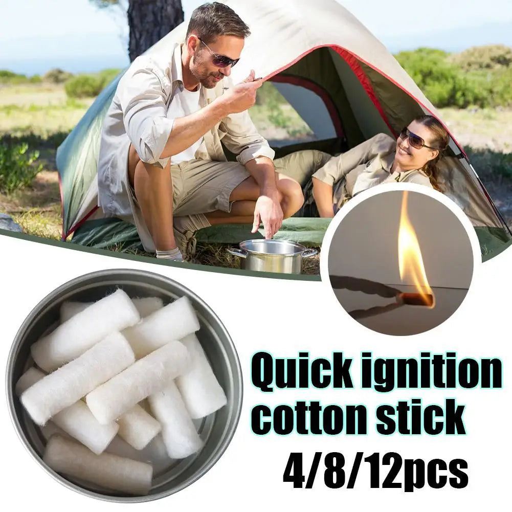 12pcs Outdoor Camping Paraffin Wax Survival Fire Starter Tool Rope Gear Rope Fire Kit Natural Fire Source Camping Tool Trekker Essentials