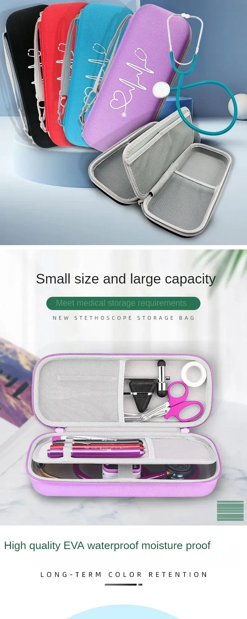 Portable Medical Storage Case – Hard Shell EVA First Aid Organizer for Stethoscope & Emergency Supplies Trekker Essentials