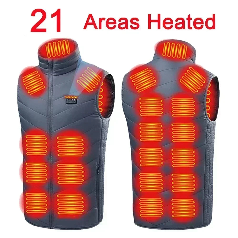 21-Zone Self-Heating Vest with USB Power | Men's & Women's Thermal Heated Jacket for Outdoor Activities