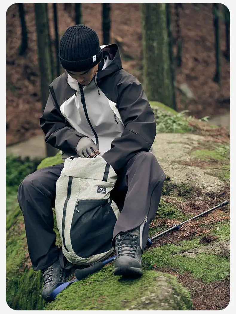 Naturehike Waterproof Hooded Jacket Hiking Hardshell Coat Camping Windbreaker Fishing Raincoat Patchwork Outer Protective Layer Trekker Essentials