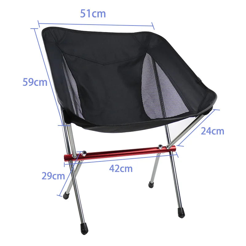 Portable Ultralight Folding Camping Chair - Oxford Fabric, Extended Length for Outdoor Fishing, BBQ, Picnic, Beach Festival