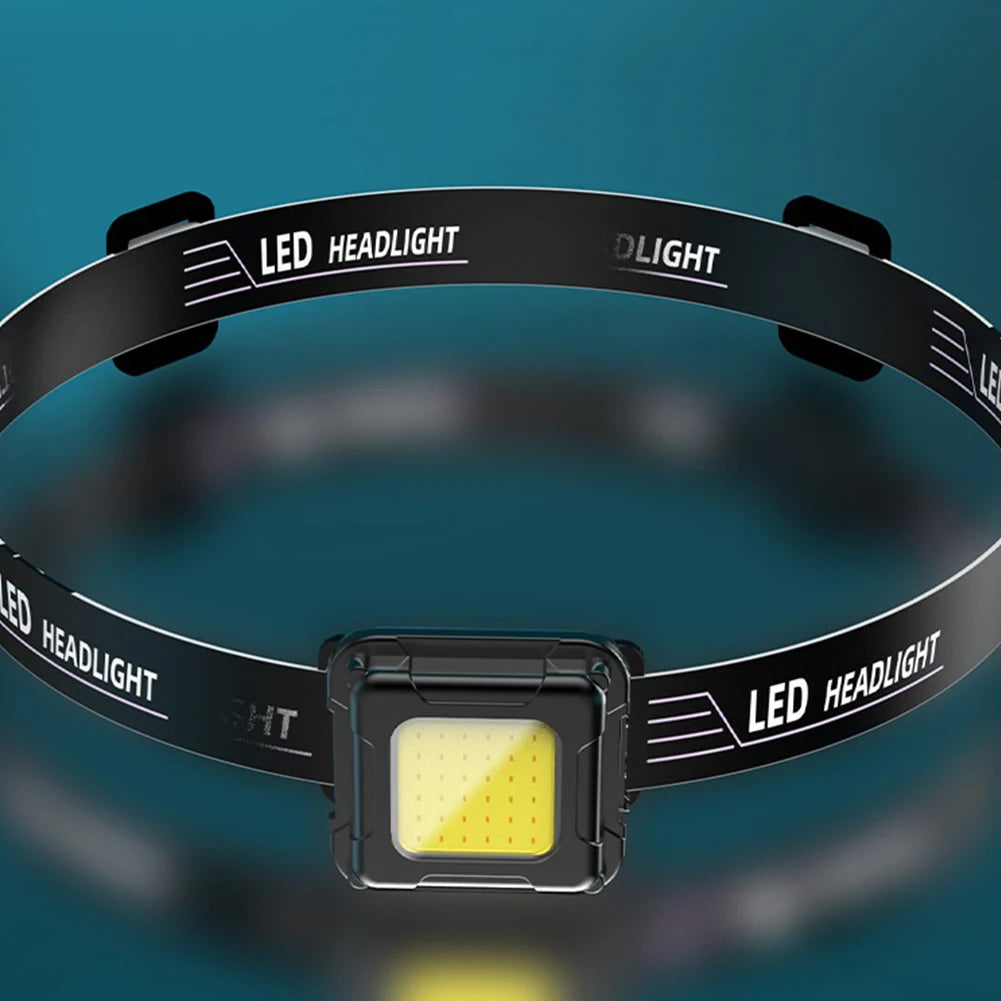 USB-C Rechargeable Headlamp – 200-Lumen COB LED Head Torch with 4 Light Modes, Adjustable Angle for Camping, Hiking, Fishing & Work