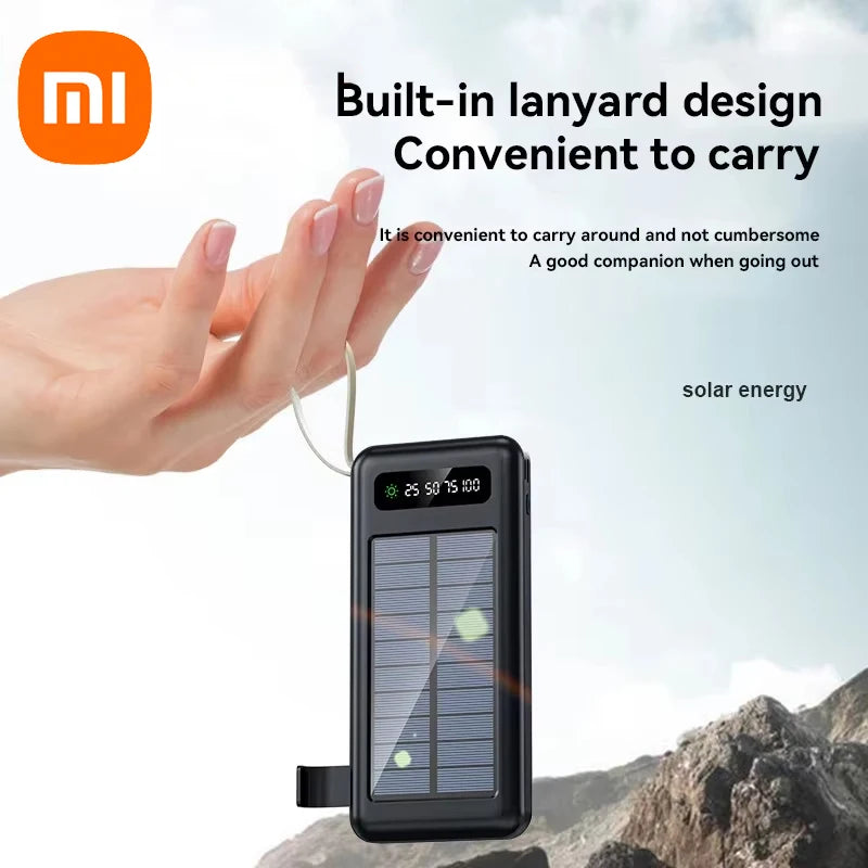 200000mAh Solar Power Bank – Ultra High Capacity Fast Charging Portable Charger with Built-in Cables & LED Light Trekker Essentials