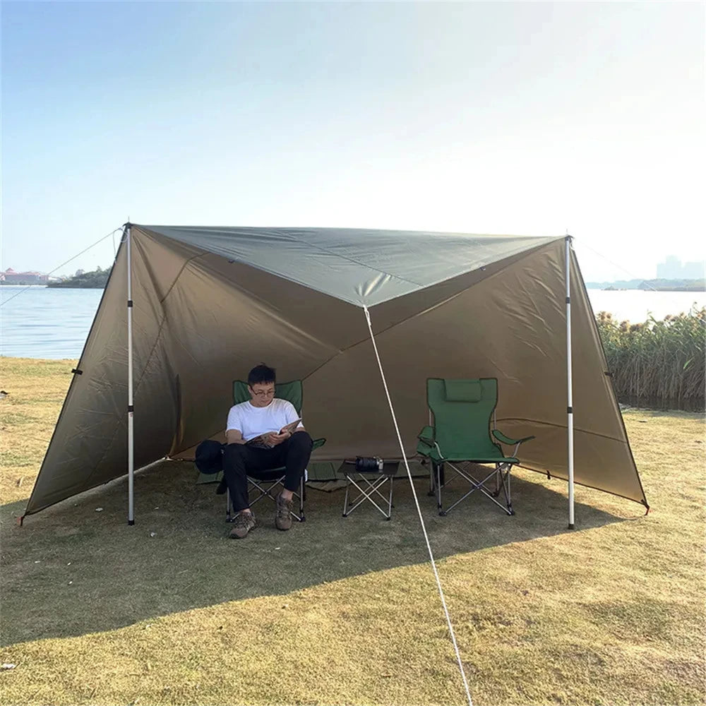 19 Hang Point Tarp Waterpoof Survival Bushcraft Sun Shelter Beach Shade Tent Outdoor Canopy Backpacking Tourist Awning 4x4 3x3m Trekker Essentials