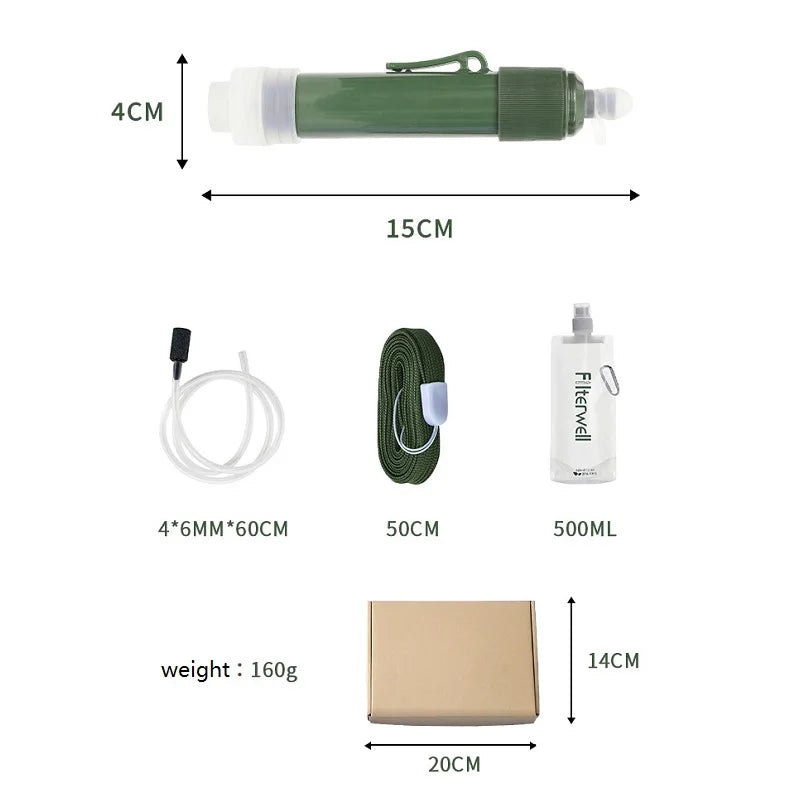 Portable Water Filter for Camping & Hiking – 0.01 Micron Backpacking Water Purifier with Squeeze Bag Trekker Essentials