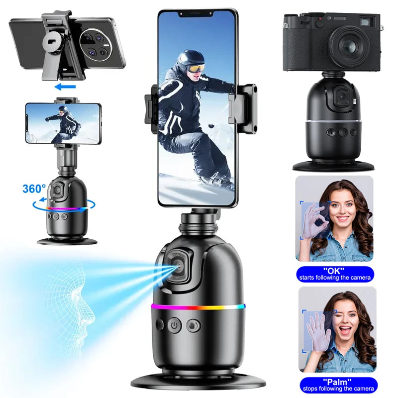 Smart 360° Auto Face Tracking Tripod with Gesture Control & Fill Lights