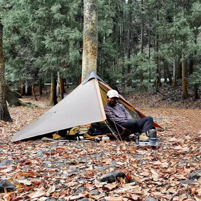 FLAME’S CREED Lanshan 1 Ultralight Tent – 1 Person 15D Silnylon Backpacking Shelter (4-Season, Double Layer) Trekker Essentials
