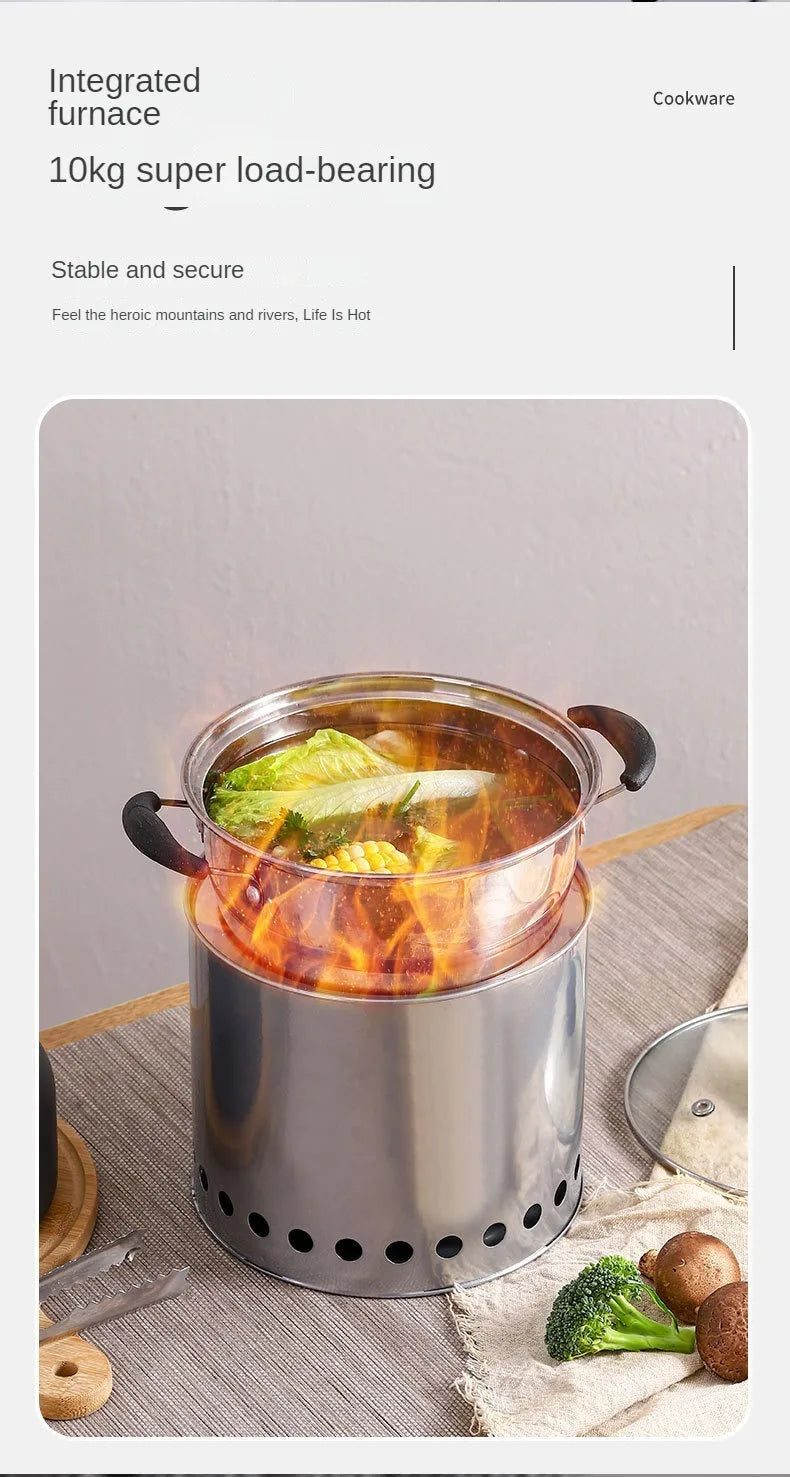 Multifunctional Stainless Steel Wood Stove | Portable Outdoor Heater & Barbecue Grill for Camping