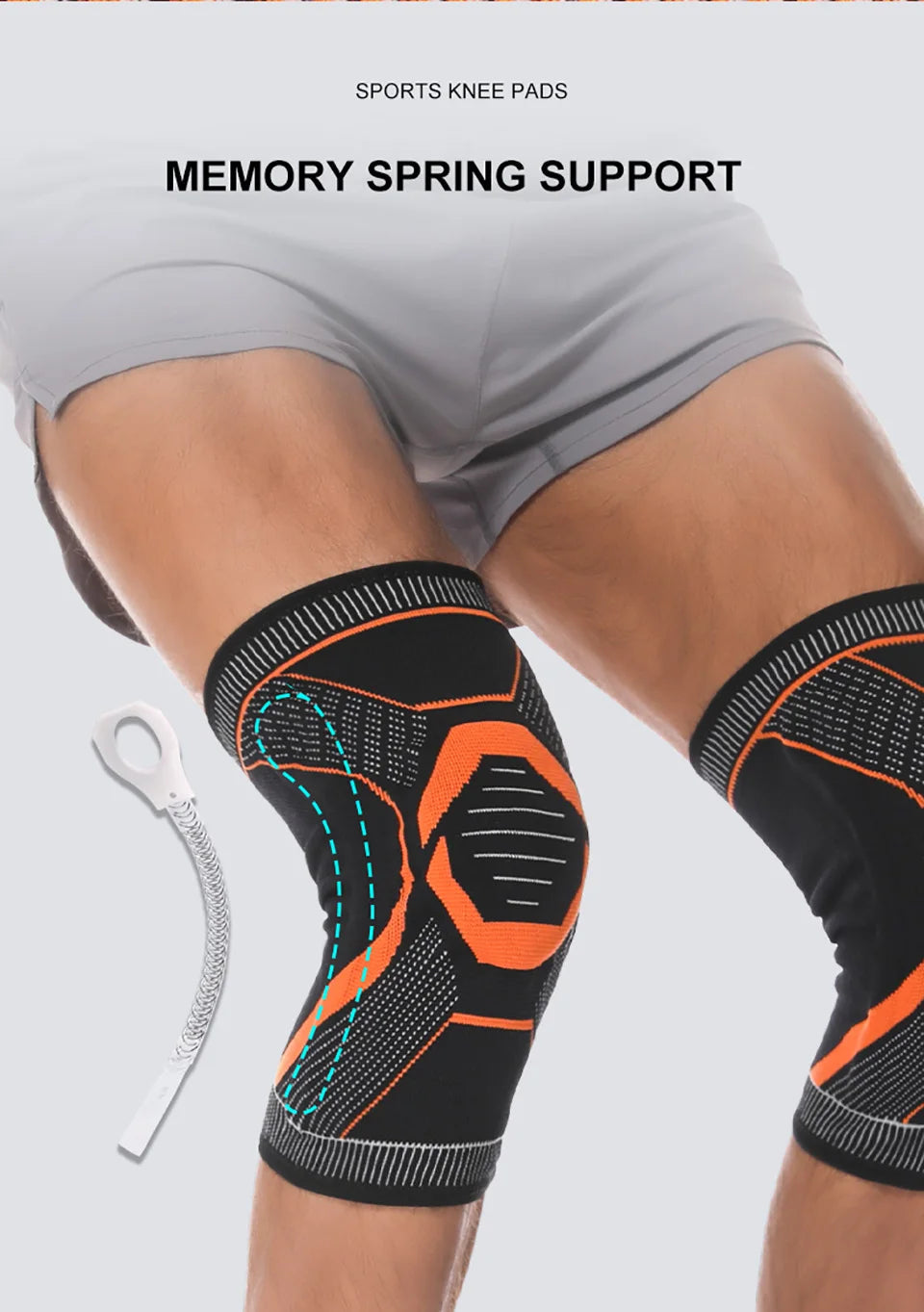 1Pcs Sports Knee Pads Silicone Spring Anti-slip Knee Support Keep Warm Outdoor Sports Skipping Cycling Hiking Mountain Climbing Trekker Essentials
