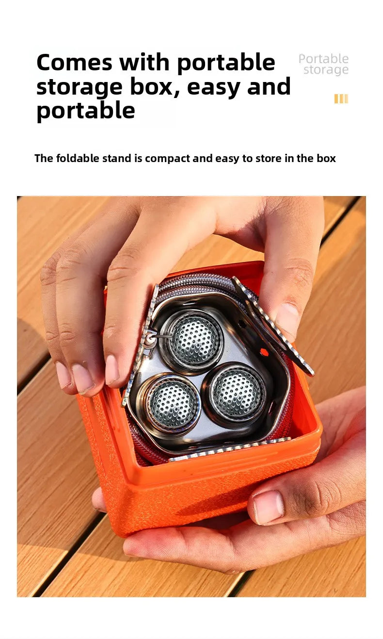 Estufa de camping portátil de 3 quemadores: estufa de gas butano resistente al viento con encendido para cocinar al aire libre.