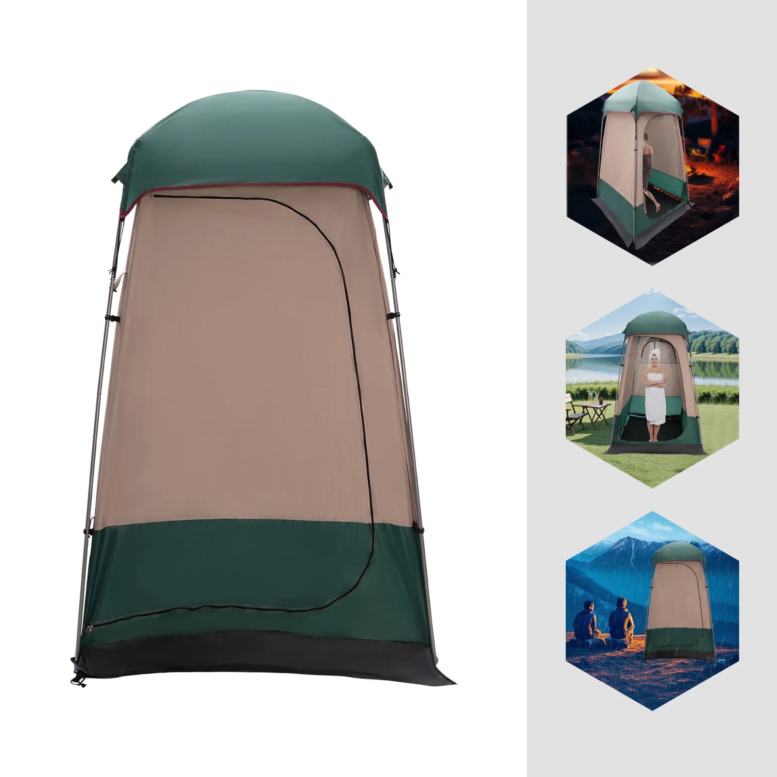 Portable Shower & Toilet Tent - 160x160x240cm Outdoor Privacy Shelter for Camping & Beach