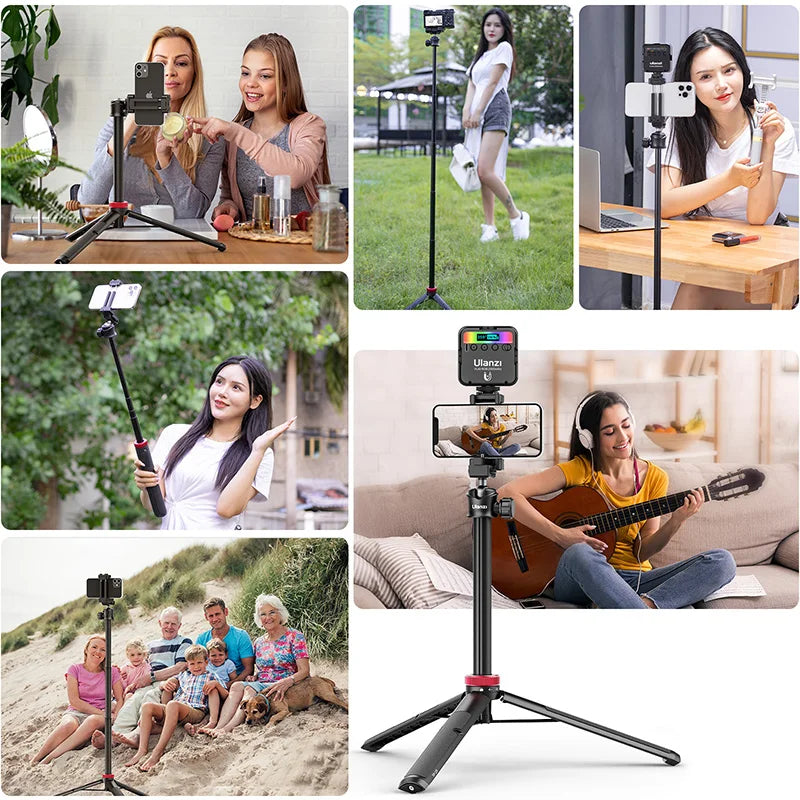 Extendable Vlog Tripod Stand with Phone Mount – 42" for DSLR, Smartphone, GoPro